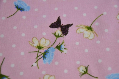 Jersey | Schmetterlinge Blumen | rosa